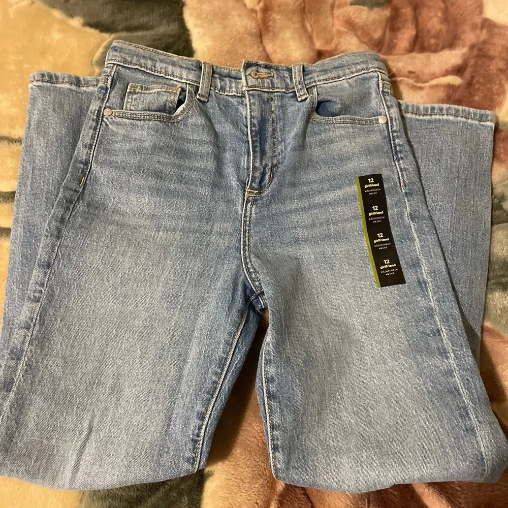 COPY - Girlfriend Jean Distressed  With  Adjustable Waisted